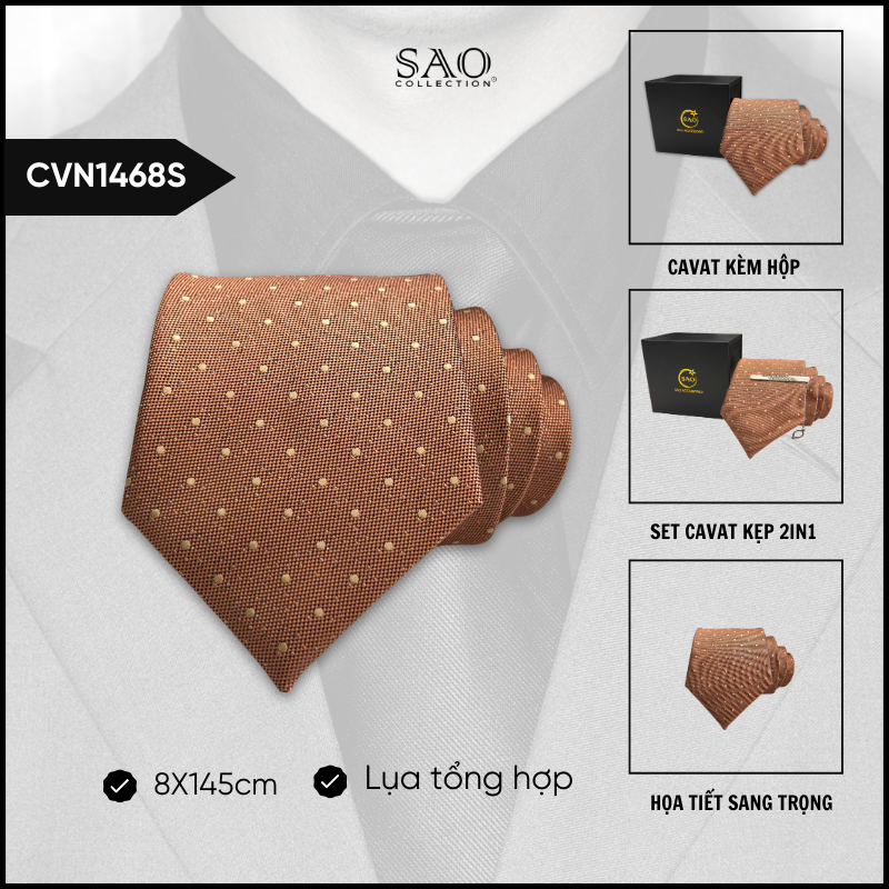 Cà Vạt Lụa Tổng Hợp Bản Lớn Hoạ Tiết Sang Trọng Dành Cho Nam (CVN1468S)