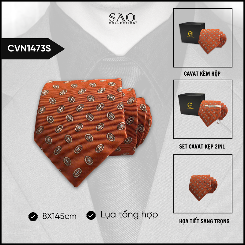Cà Vạt Lụa Tổng Hợp Bản Lớn Hoạ Tiết Sang Trọng Dành Cho Nam (CVN1473S)