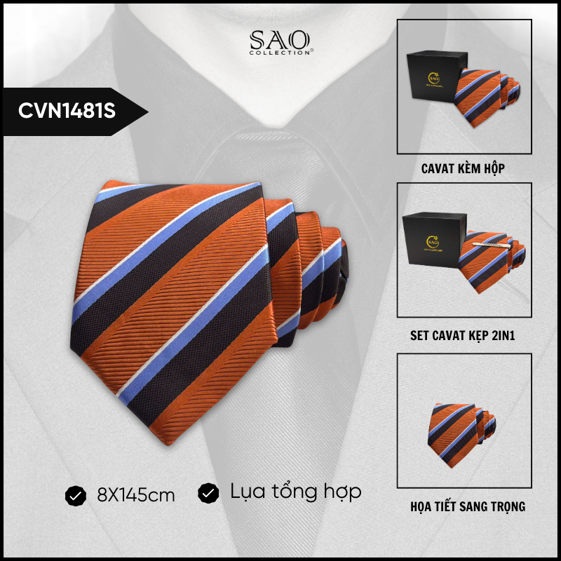 Cà Vạt Lụa Tổng Hợp Bản Lớn Hoạ Tiết Sang Trọng Dành Cho Nam (CVN1481S)
