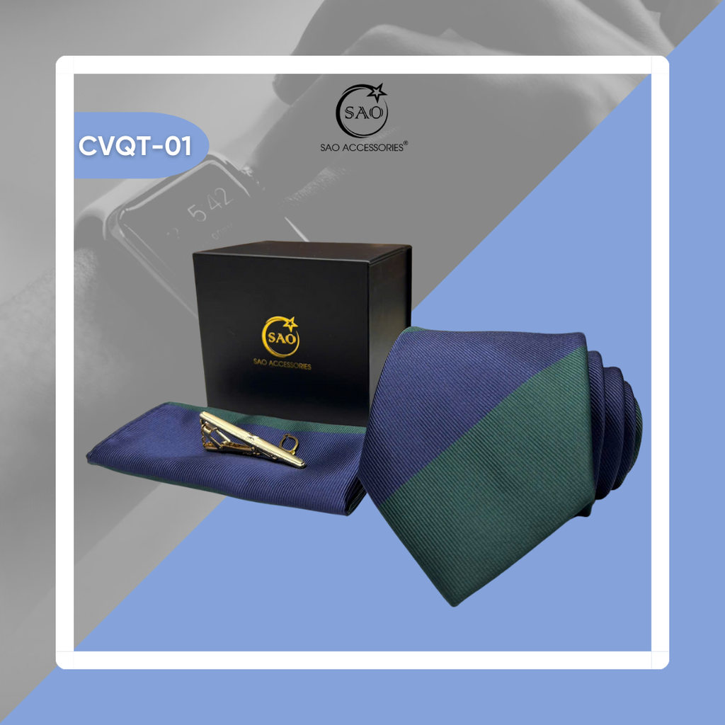 Bộ Quà Tặng Cà Vạt Nam Cao Cấp 3 Món – Phù Hợp Đi Làm, Dự Tiệc, Tặng Sếp (CVQT01)