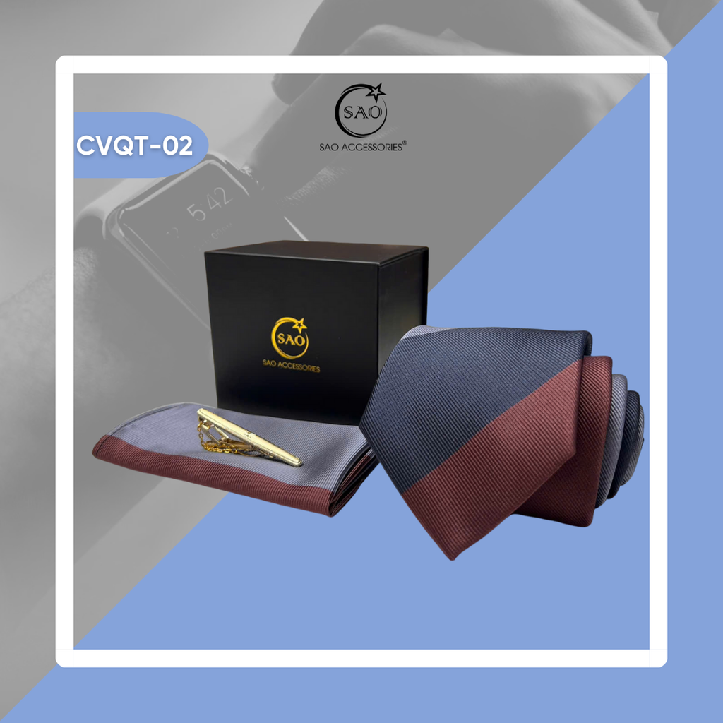 Bộ Quà Tặng Cà Vạt Nam Cao Cấp 3 Món – Phù Hợp Đi Làm, Dự Tiệc, Tặng Sếp (CVQT02)