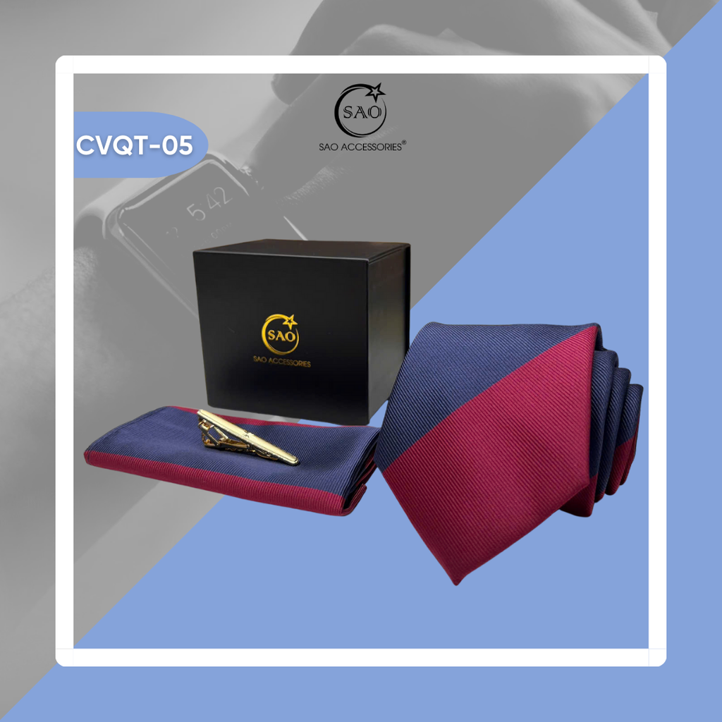 Bộ Quà Tặng Cà Vạt Nam Cao Cấp 3 Món – Phù Hợp Đi Làm, Dự Tiệc, Tặng Sếp (CVQT05)