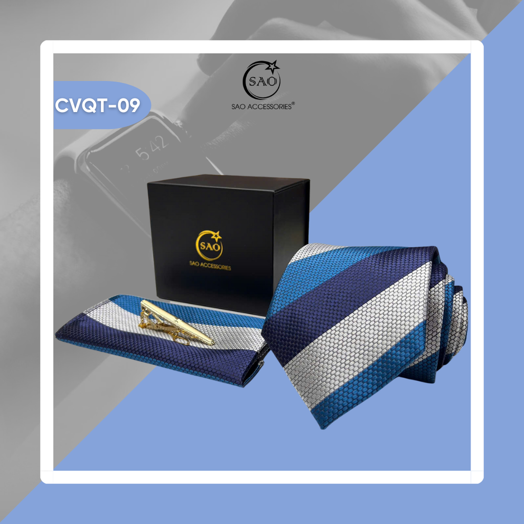 Bộ Quà Tặng Cà Vạt Nam Cao Cấp 3 Món – Phù Hợp Đi Làm, Dự Tiệc, Tặng Sếp (CVQT09)