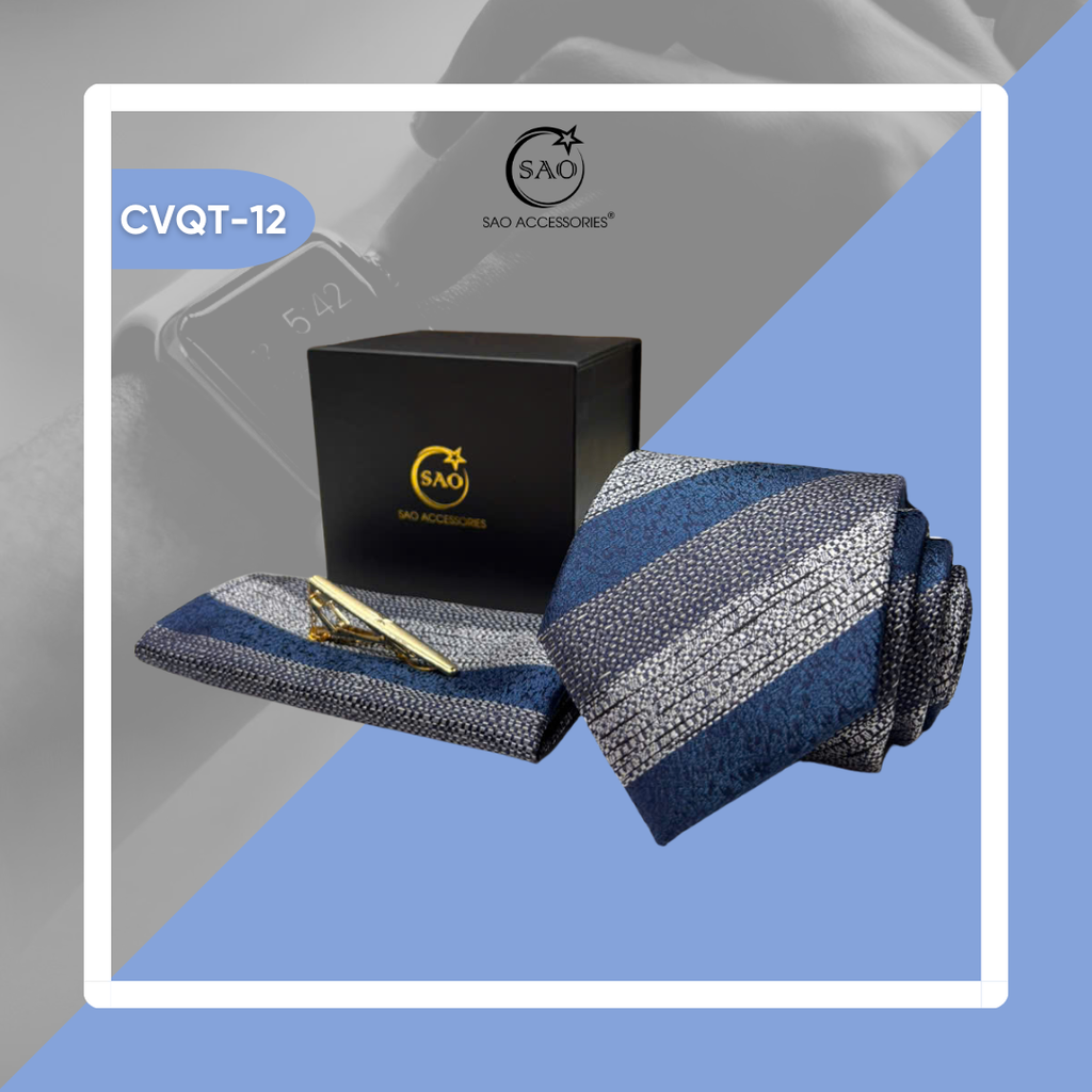 Bộ Quà Tặng Cà Vạt Nam Cao Cấp 3 Món – Phù Hợp Đi Làm, Dự Tiệc, Tặng Sếp (CVQT12)