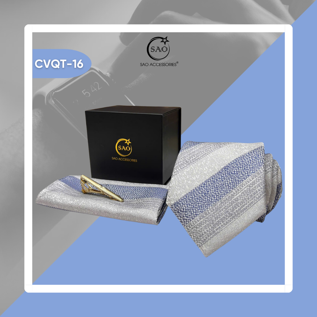 Bộ Quà Tặng Cà Vạt Nam Cao Cấp 3 Món – Phù Hợp Đi Làm, Dự Tiệc, Tặng Sếp (CVQT16)