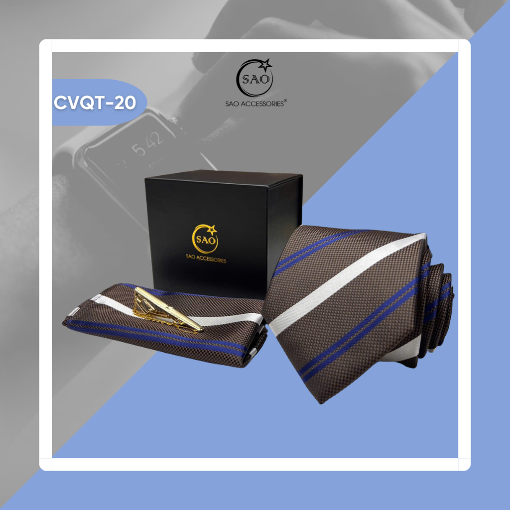 Bộ Quà Tặng Cà Vạt Nam Cao Cấp 3 Món – Phù Hợp Đi Làm, Dự Tiệc, Tặng Sếp (CVQT20)