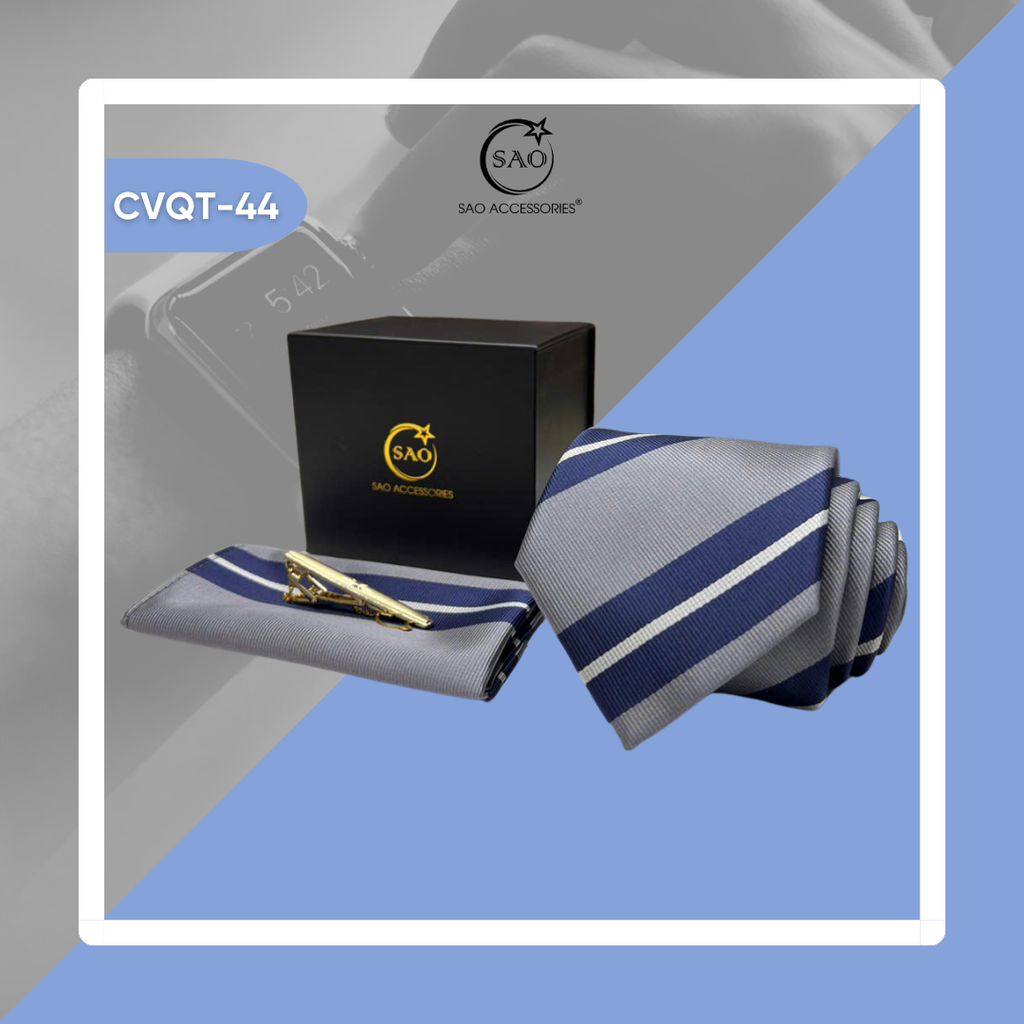 Bộ Quà Tặng Cà Vạt Nam Cao Cấp 3 Món – Phù Hợp Đi Làm, Dự Tiệc, Tặng Sếp (CVQT44)