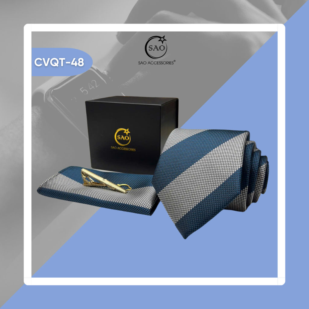 Bộ Quà Tặng Cà Vạt Nam Cao Cấp 3 Món – Phù Hợp Đi Làm, Dự Tiệc, Tặng Sếp (CVQT48)