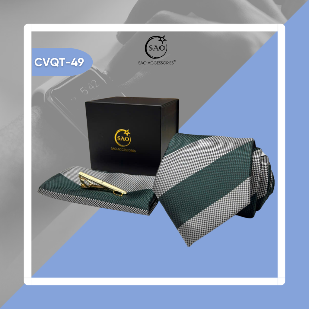 Bộ Quà Tặng Cà Vạt Nam Cao Cấp 3 Món – Phù Hợp Đi Làm, Dự Tiệc, Tặng Sếp (CVQT49)