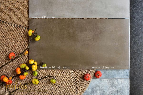 Gạch thiết kế màu ximang nâu 30x60cm