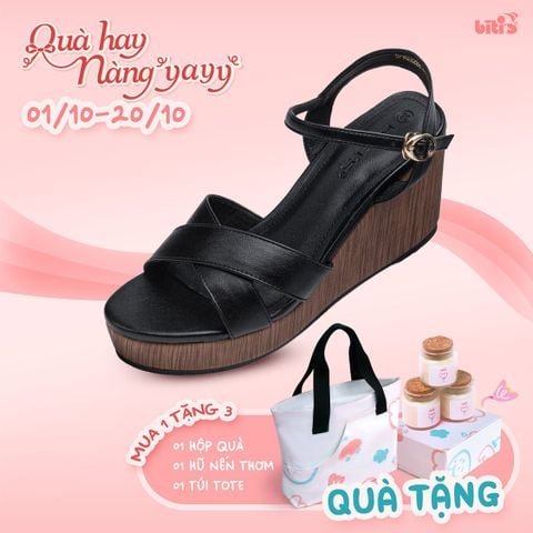 Sandal Đế Xuồng Biti's Nữ Màu Đen BPW006288DEN