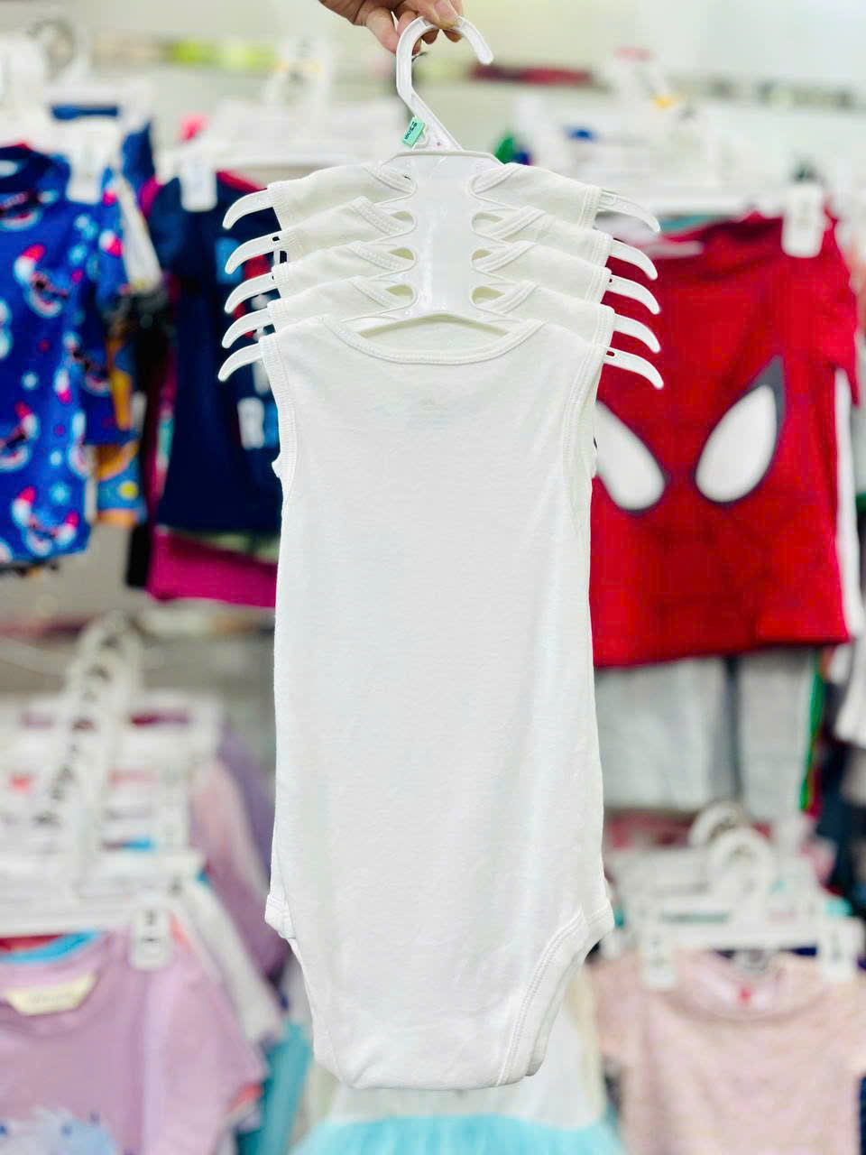 4-13kg Set 5 bodysuit Cter trắng dễ thấy vết dơ khi bé chơi- trắng 3 lỗ