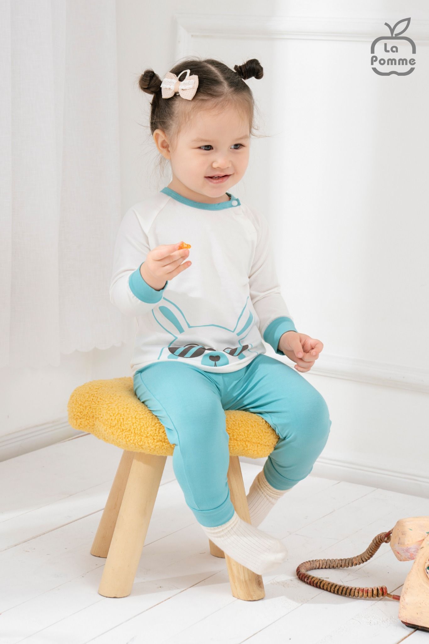 Bộ dài tay La Pomme raglan người bạn tai dài