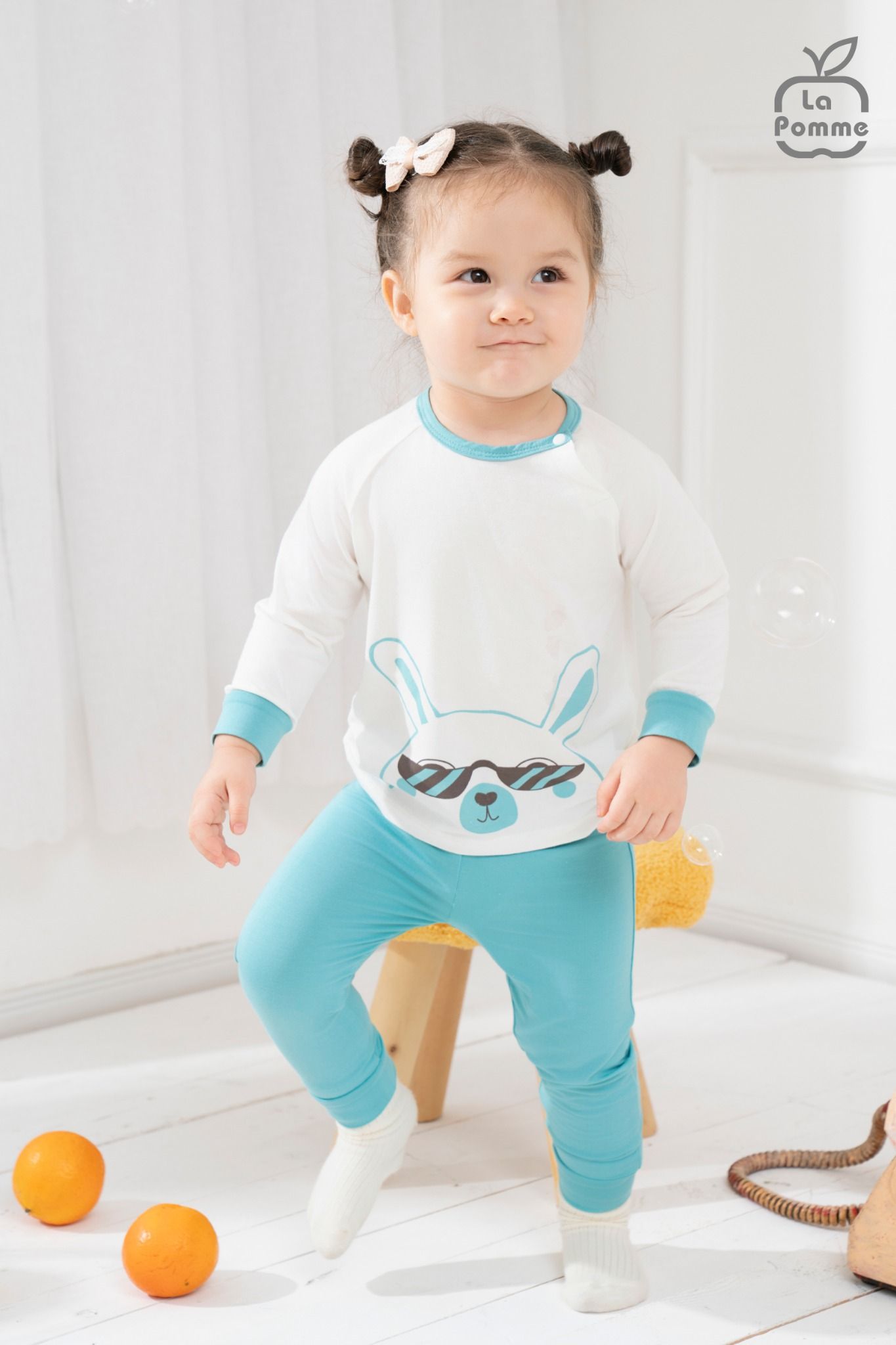 Bộ dài tay La Pomme raglan người bạn tai dài