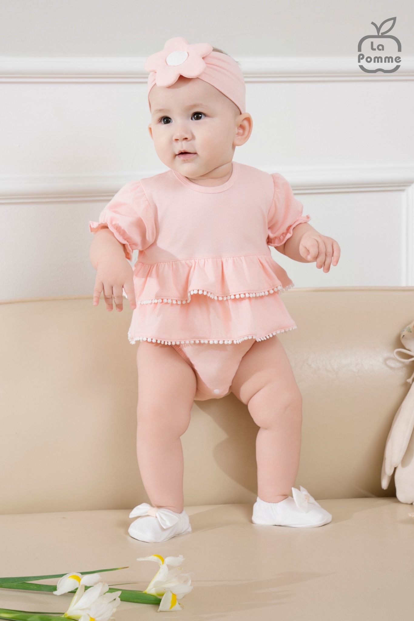 Body cộc tay La Pomme kèm băng đô bông hoa nhỏ