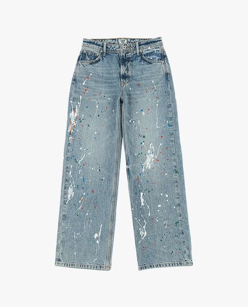Lee quần jeans nữ ống đứng wash bạc