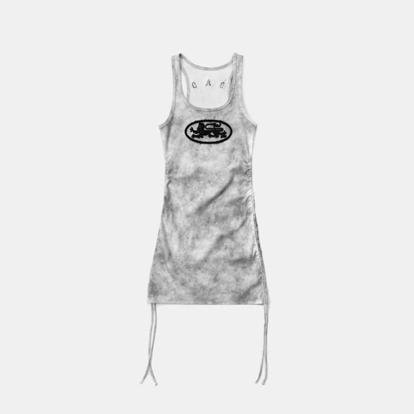 ◆BADBLOOD◆ Lion Patch Tank Mini Dress Washed White w-drs25 Váy [Nữ] Badblood - [w-drs25-006] Lion Patch Tank Mini Dress