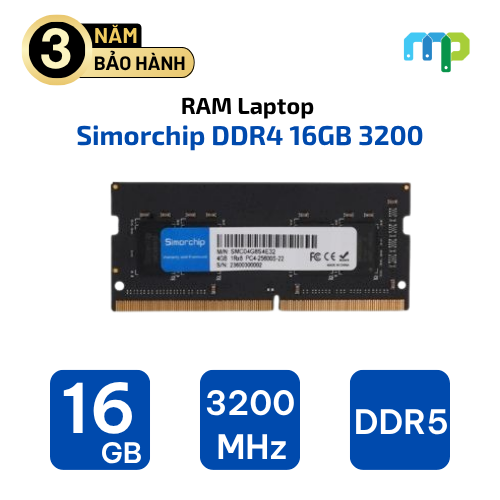 Ram laptop Simorchip DDR4 16GB Bus 3200 C22 SMC16G8S4E32 (SODIMM)