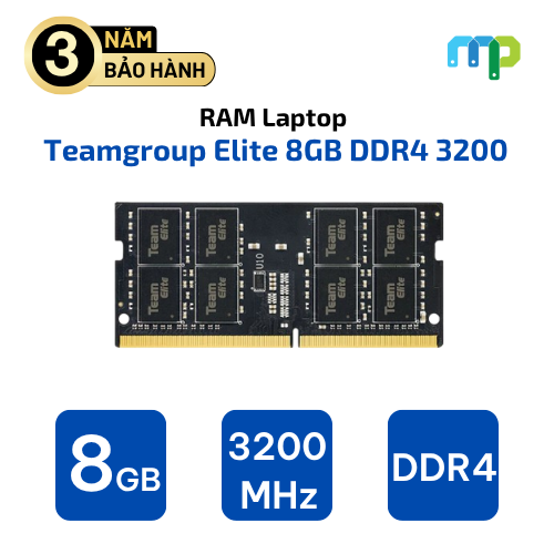 Ram laptop Teamgroup Elite 8GB DDR4 3200 (TED48G3200C22-SBK) (SODIMM)