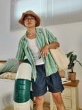 NOOBITA - Sơ mi tay ngắn kẻ sọc 8374