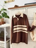 NOOBITA - Áo thun polo tay dài kẻ sọc 8377