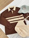 NOOBITA - Áo thun polo tay dài kẻ sọc 8377