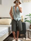 NOOBITA - Sơ mi không tay kẻ caro 8383