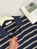 NOOBITA - Áo thun polo oversized tay dài kẻ sọc 8387