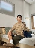 NOOBITA - Áo tay dài len dệt kim kẻ sọc 8386