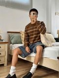 NOOBITA - Áo tay dài len dệt kim kẻ sọc 8386