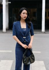 Quần Jeans Nữ Suông Vảy