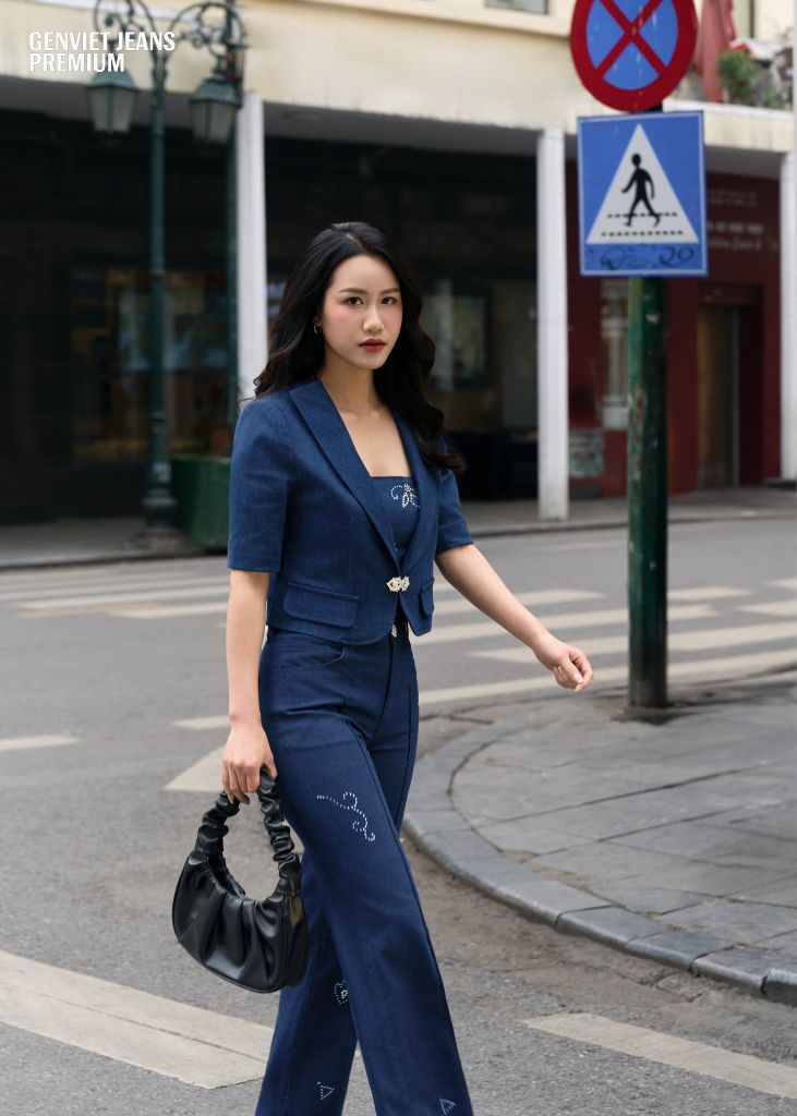 Quần Jeans Nữ Suông Vảy