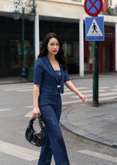 Quần Jeans Nữ Suông Vảy