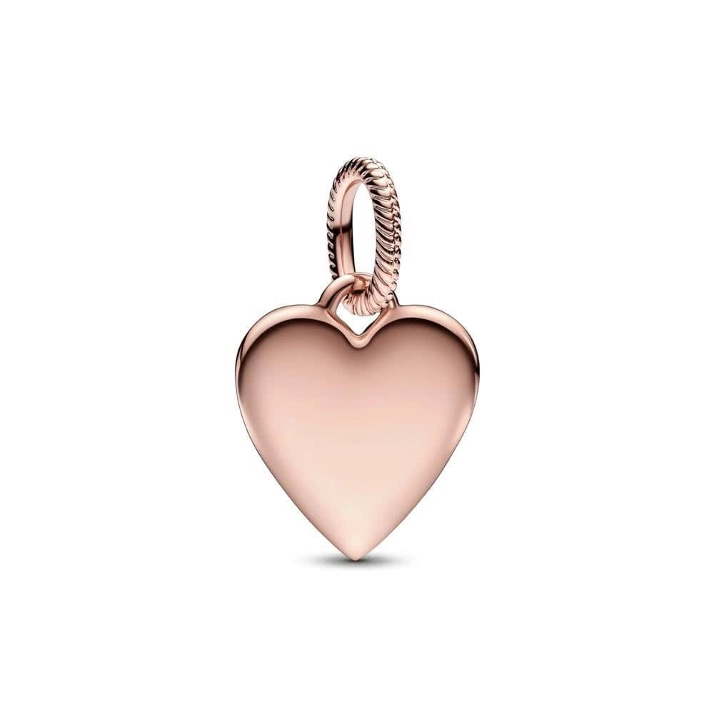 A315_DEAL 156: MẶT DÂY CHUYỀN PANDORA MẠ VÀNG HỒNG 14K TRÁI TIM KHẮC CHỮ