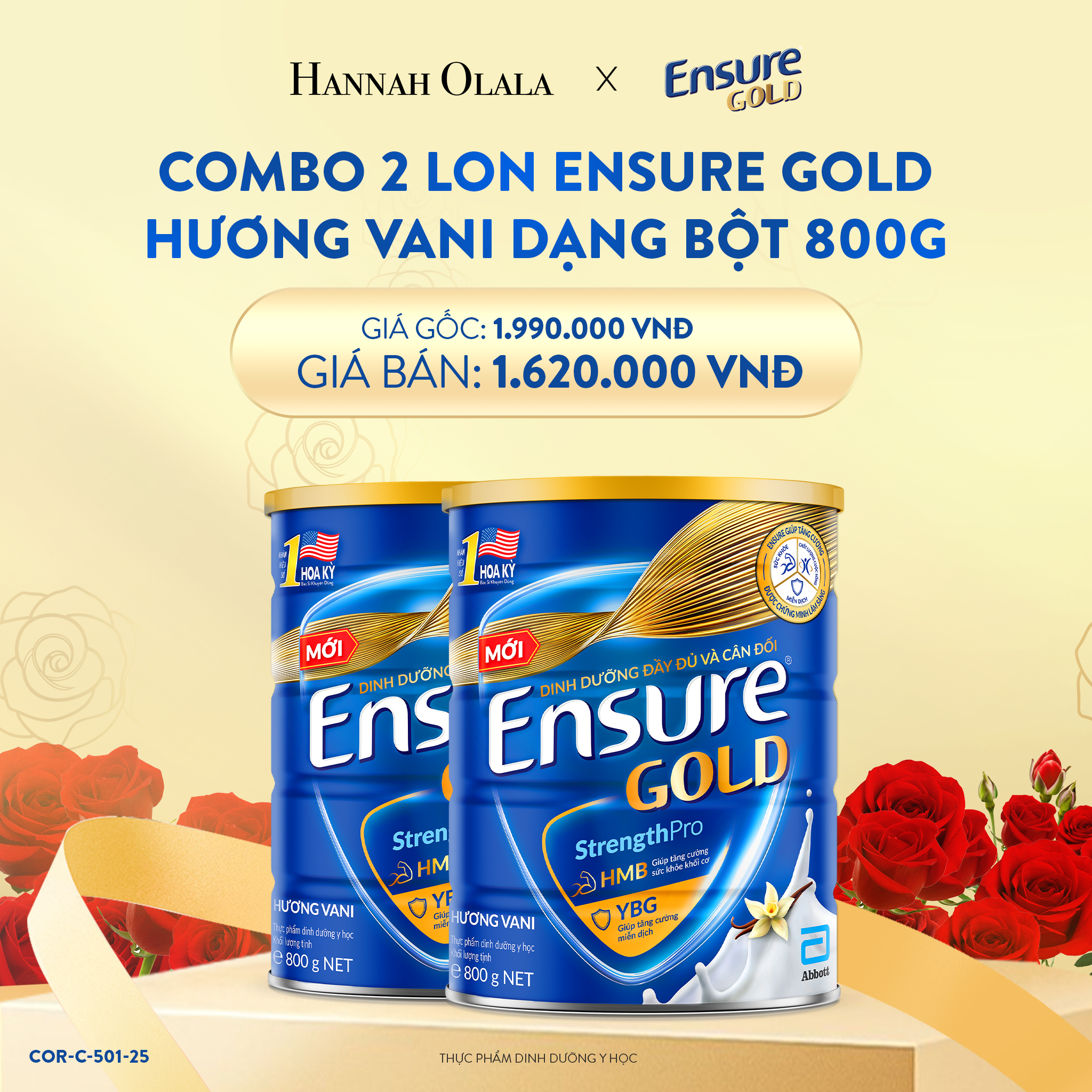 E97_DEAL 8: COMBO 2 LON ENSURE GOLD DẠNG BỘT 800G (VANI)