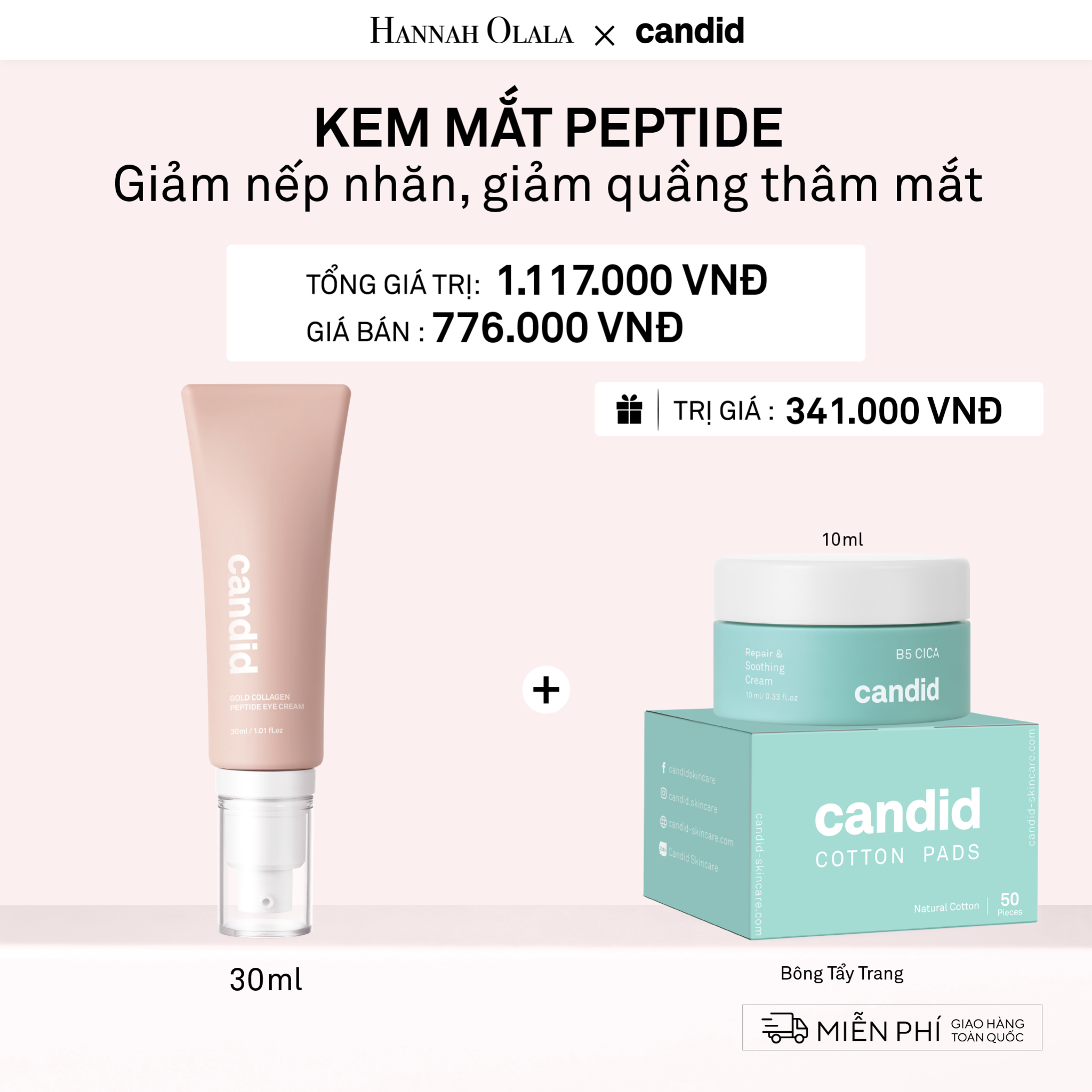 DEAL 4: KEM MẮT PEPTIDE GIẢM NẾP NHĂN, TĂNG ĐỘ ĐÀN HỒI VÀ GIẢM QUẦNG THÂM MẮT 30ML