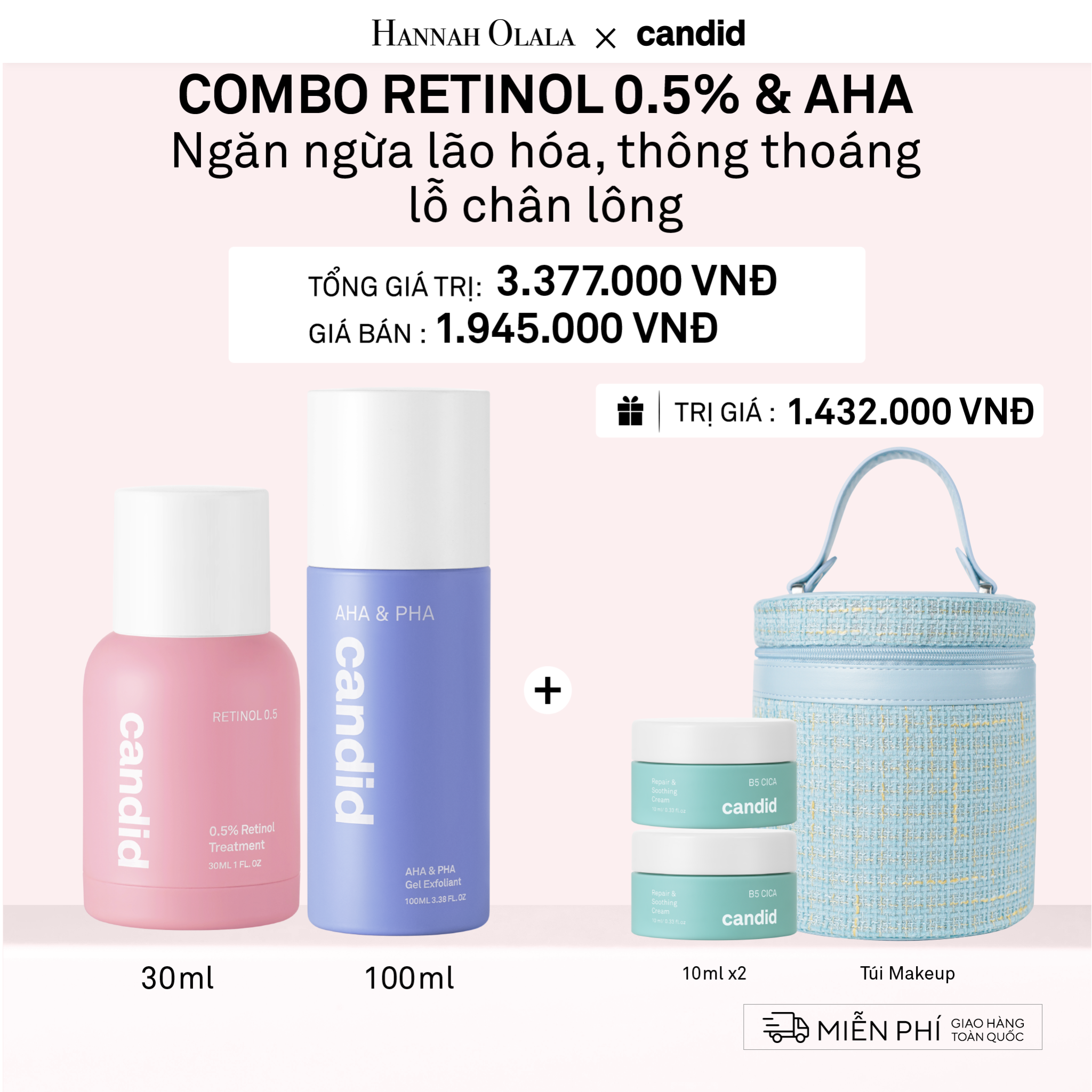 DEAL 8: RETINOL 0.5 30ML & AHA 100ML BỘ ĐÔI NGĂN NGỪA LÃO HÓA, TẨY TẾ BÀO CHẾT DỊU NHẸ, THÔNG THOÁNG LỖ CHÂN LÔNG