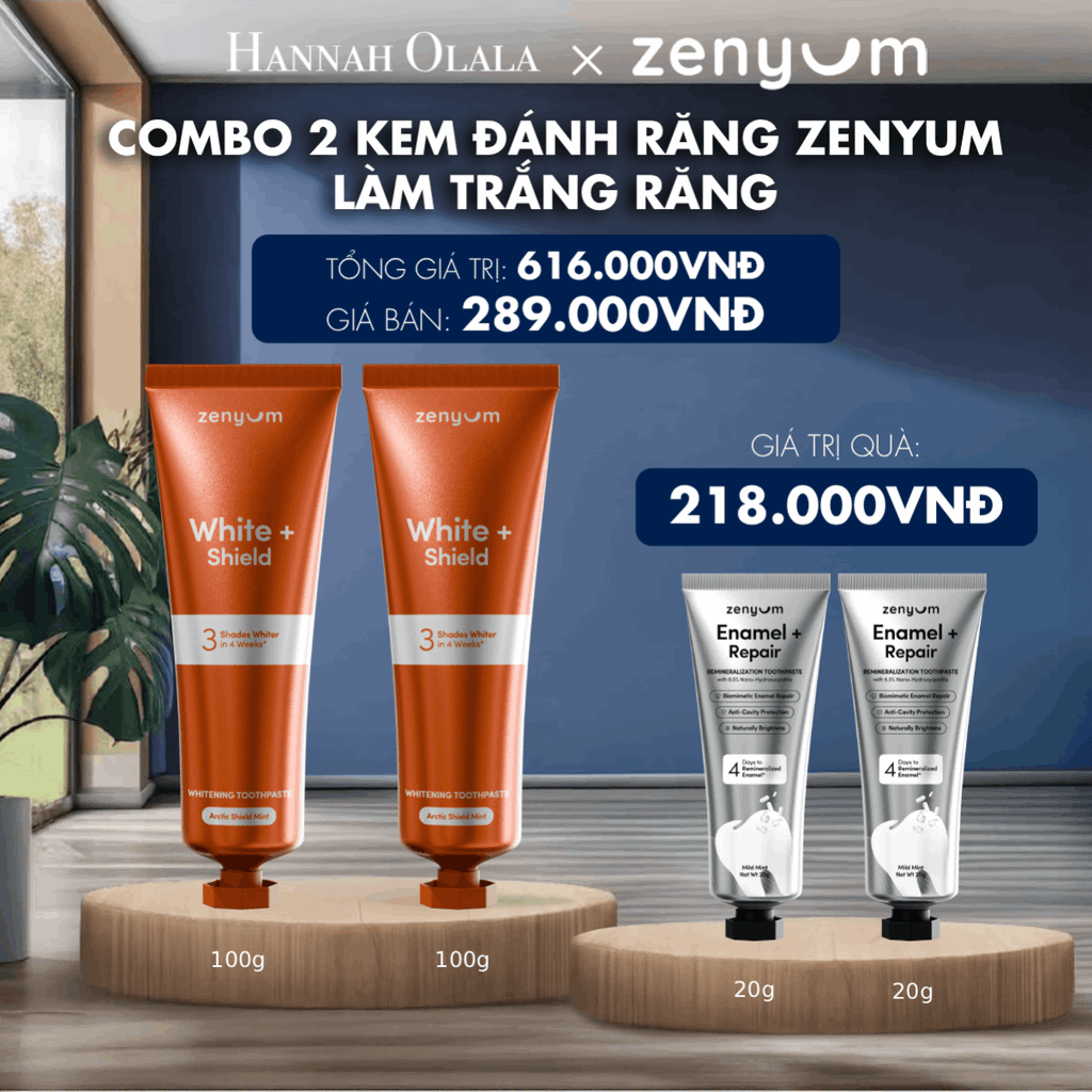 M200_DEAL 6: COMBO 2 KEM ĐÁNH RĂNG ZENYUM PHỤC HỒI MEN / GIẢM Ê BUỐT / LÀM TRẮNG 100G