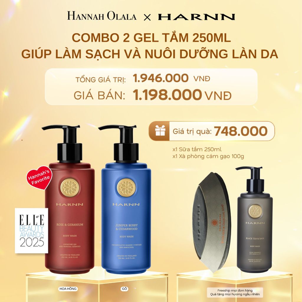 DEAL 1: COMBO 2 GEL TẮM HARNN 250ML GIÚP LÀM SẠCH VÀ NUÔI DƯỠNG LÀN DA