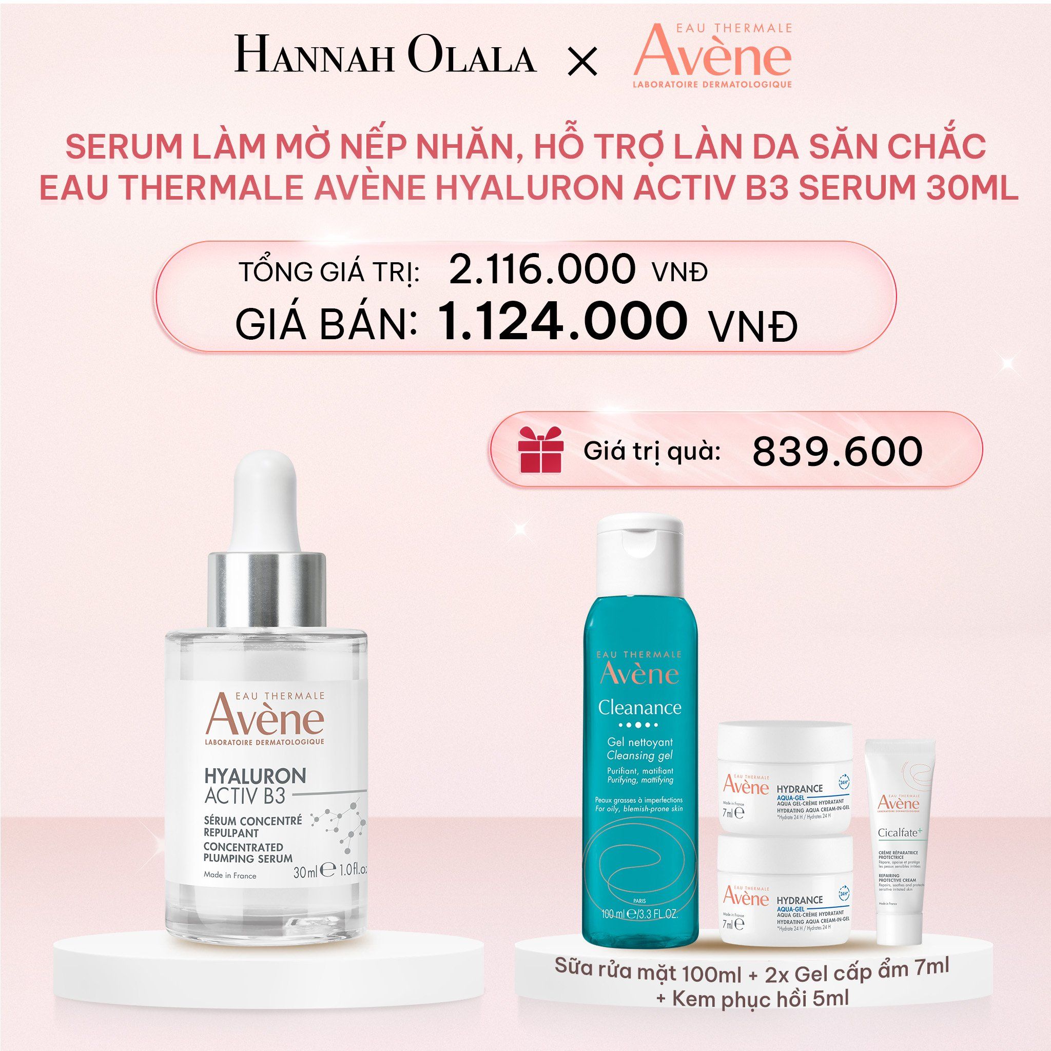 E1051_DEAL 7: SERUM LÀM MỜ NẾP NHĂN, HỖ TRỢ LÀN DA SĂN CHẮC EAU THERMALE AVÈNE HYALURON ACTIV B3 SERUM 30ML