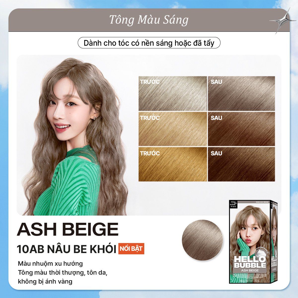 E495_DEAL 5: NHUỘM TÓC TẠI NHÀ MISE EN SCÈNE HELLO BUBBLE 100G DẠNG BỌT KEM, CÔNG THỨC CẢI TIẾN MỚI HẠN CHẾ KHÔ XƠ VÀ HƯ TỔN