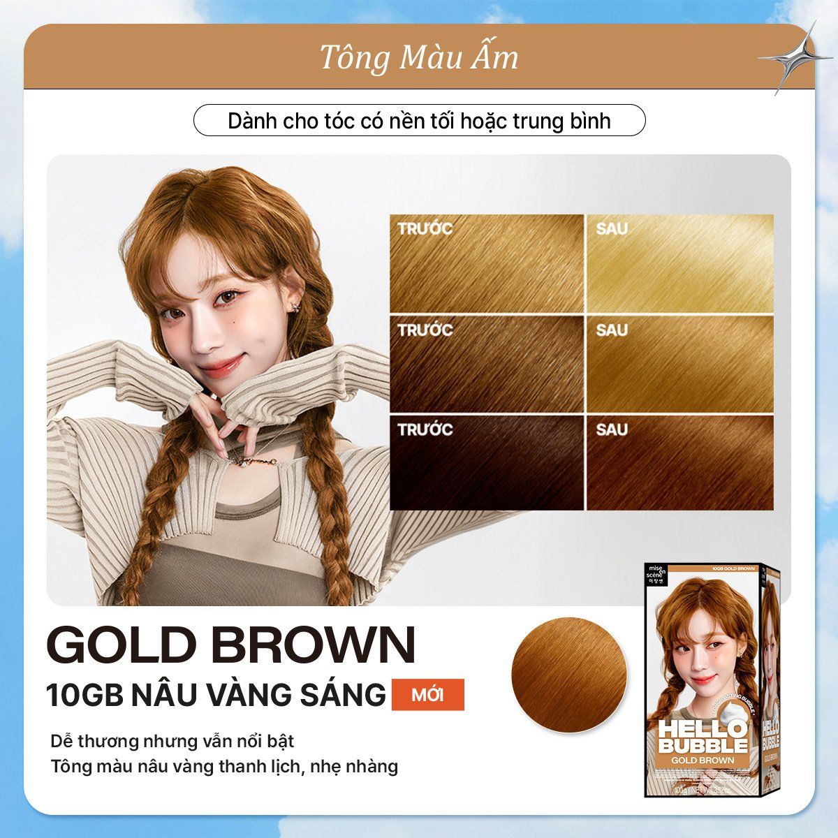 E495_DEAL 5: NHUỘM TÓC TẠI NHÀ MISE EN SCÈNE HELLO BUBBLE 100G DẠNG BỌT KEM, CÔNG THỨC CẢI TIẾN MỚI HẠN CHẾ KHÔ XƠ VÀ HƯ TỔN
