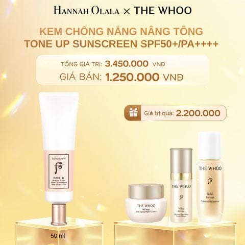 DEAL 12: KEM CHỐNG NẮNG NÂNG TÔNG WHOO SEOL RADIANT WHITE TONE UP SUNSCREEN SPF50+/PA++++ 50ML