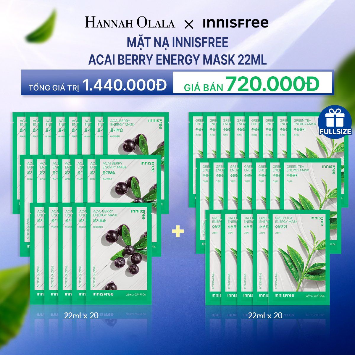 M76_DEAL 6: 20 MẶT NẠ INNISFREE ACAI BERRY ENERGY MASK 22ML