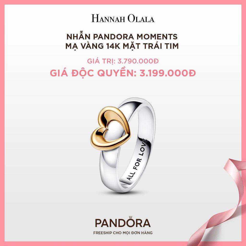 A11_DEAL 04: NHẪN PANDORA MOMENTS MẠ VÀNG 14K MẶT TRÁI TIM