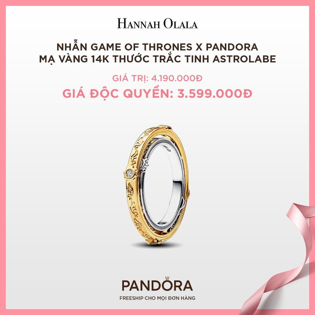 A12_DEAL 05: NHẪN GAME OF THRONES X PANDORA MẠ VÀNG 14K THƯỚC TRẮC TINH ASTROLABE
