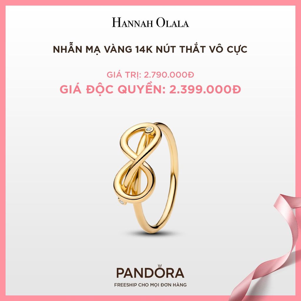 A41_DEAL 34: NHẪN PANDORA MẠ VÀNG 14K NÚT THẮT VÔ CỰC