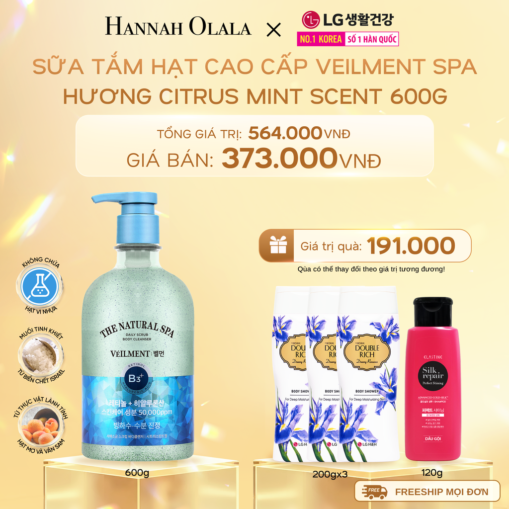 DEAL 03: SỮA TẮM HẠT VEILMENT NATURAL SPA CITRUS MINT SCENT 600G