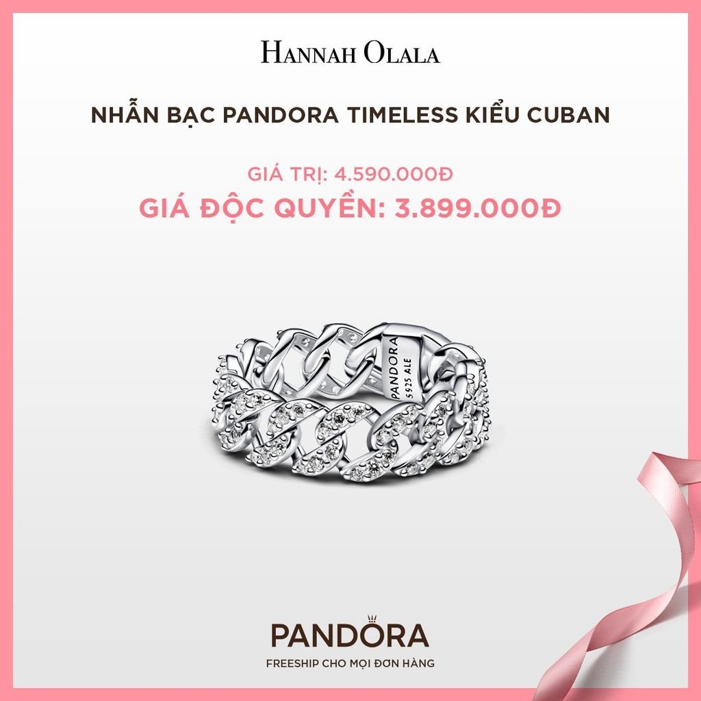 A46_DEAL 39: NHẪN BẠC PANDORA TIMELESS KIỂU CUBAN
