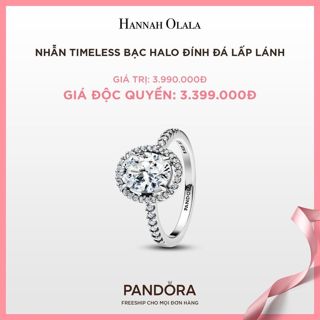 A50_DEAL 43: NHẪN PANDORA TIMELESS BẠC HALO ĐÍNH ĐÁ LẤP LÁNH